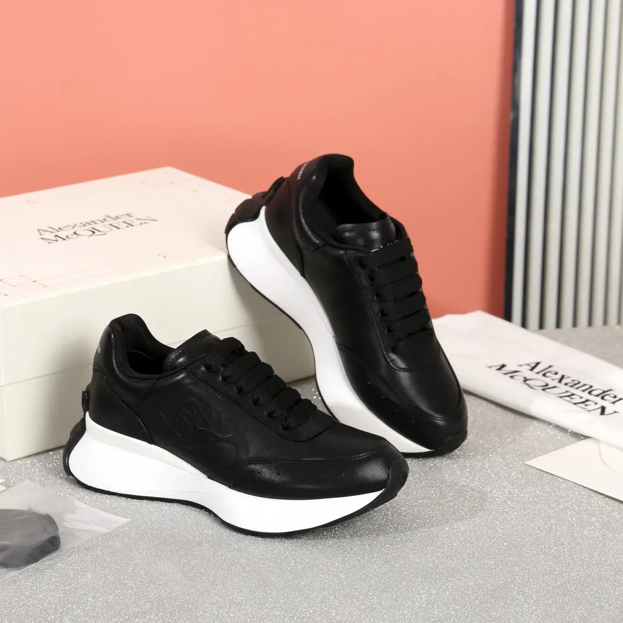 Alexander McQueen Oversized Sneaker Black and White Lifestyle Sneakers 7