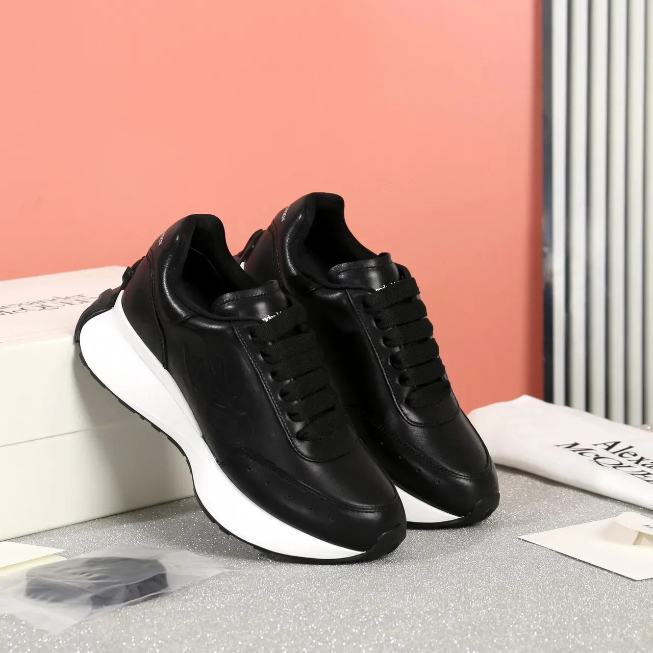 Alexander McQueen Oversized Sneaker Black and White Lifestyle Sneakers 8
