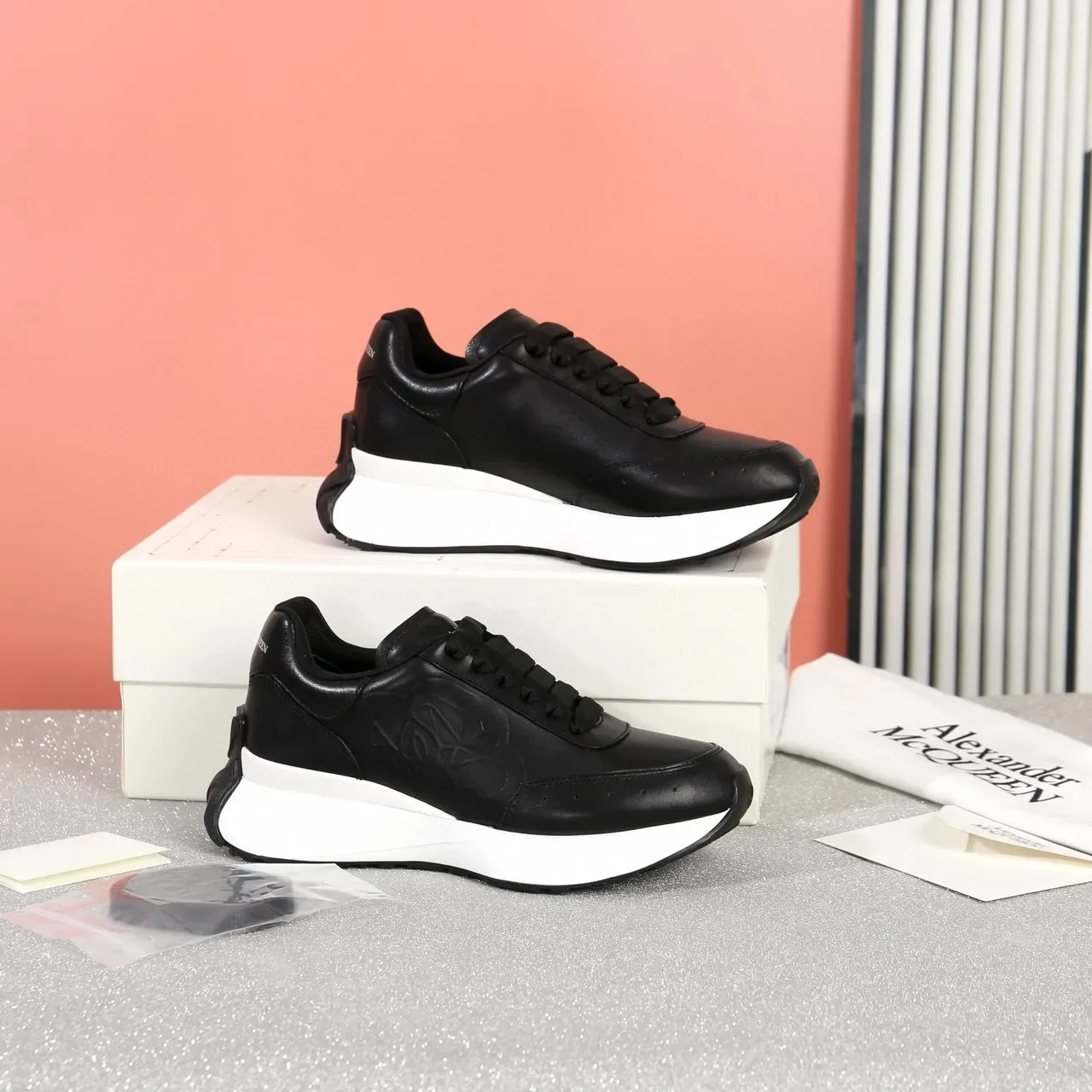 Alexander McQueen Oversized Sneaker Black and White Lifestyle Sneakers 9