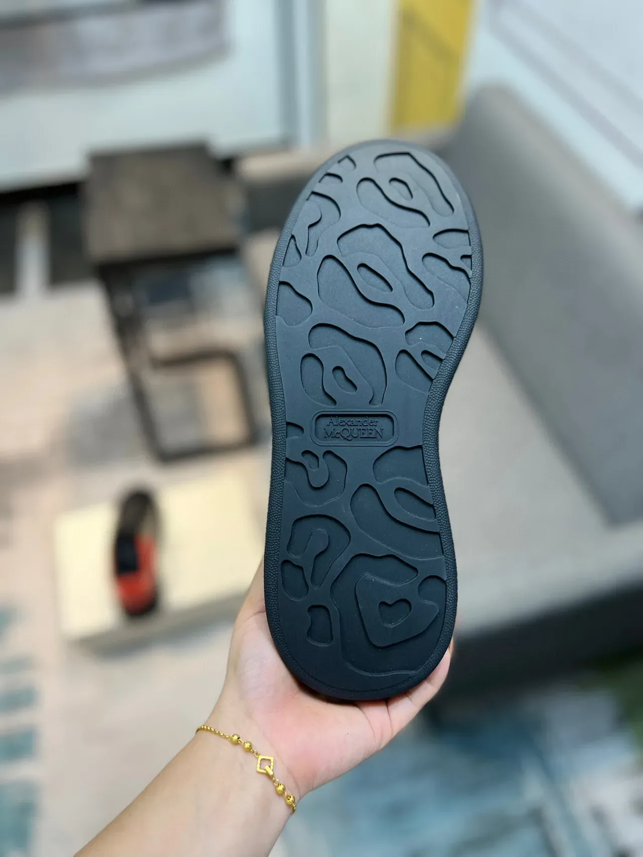 Alexander McQueen Oversized Sneaker Black Orange Platform Sole Smooth Leather Upper Lifestyle Sneakers 9