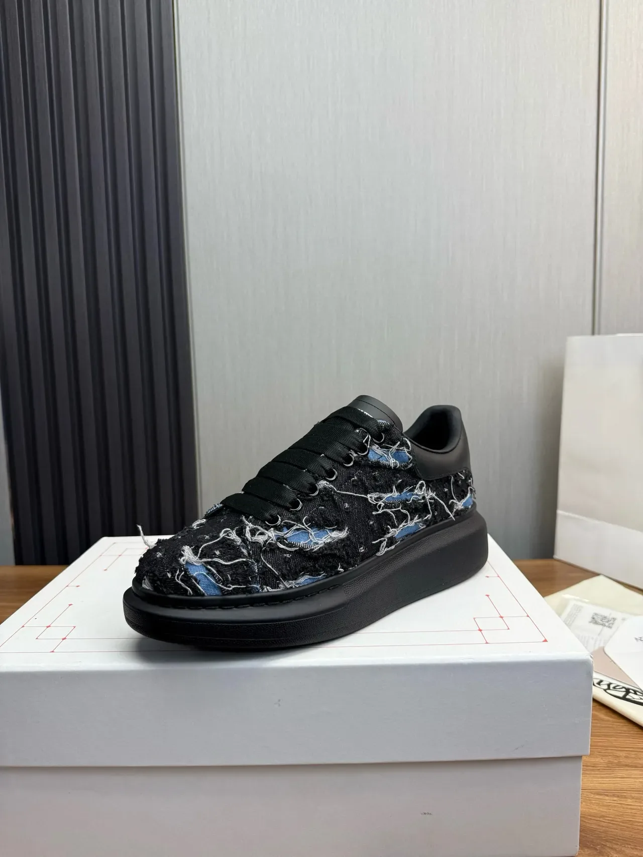 Alexander McQueen Oversized Sneaker Black Woven Textile Lifestyle Sneakers 4