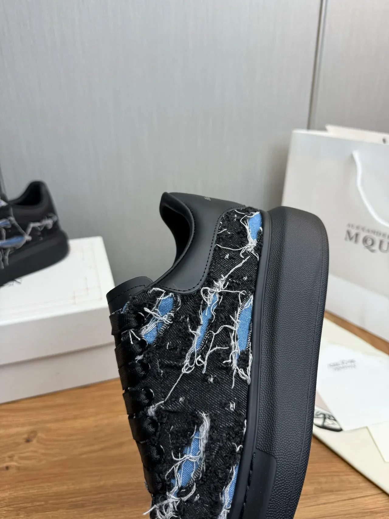 Alexander McQueen Oversized Sneaker Black Woven Textile Lifestyle Sneakers 8