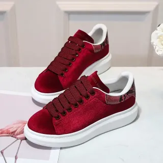 Alexander McQueen Oversized Sneaker Red White Velvet Upper Sole Lifestyle Sneakers
