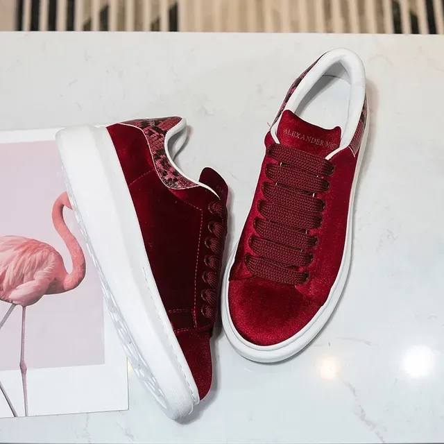 Alexander McQueen Oversized Sneaker Red White Velvet Upper Sole Lifestyle Sneakers 2