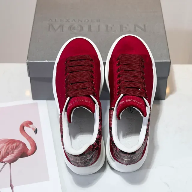 Alexander McQueen Oversized Sneaker Red White Velvet Upper Sole Lifestyle Sneakers 5