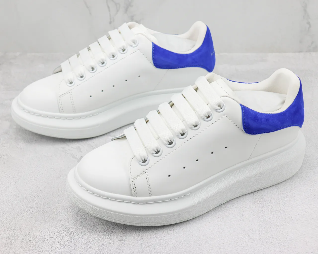 Alexander McQueen Oversized Sneaker White and Blue Suede Lifestyle Sneakers 4