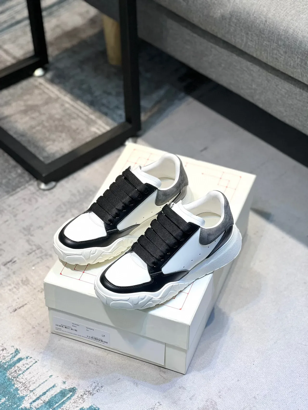 Alexander McQueen Oversized Sneaker White Black Gray Chunky Sneakers 7