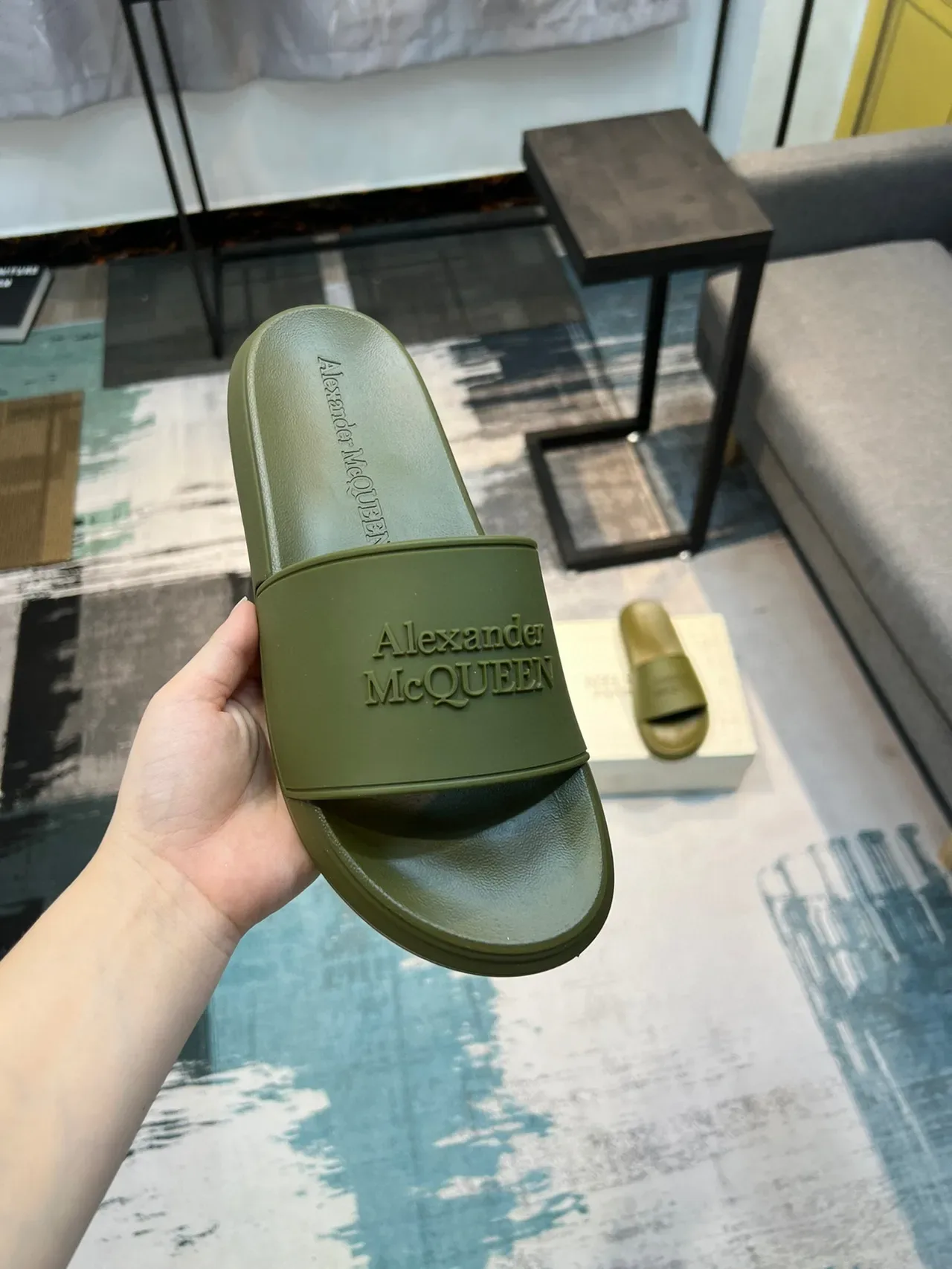 Alexander McQueen Slide Olive Green Slippers 6
