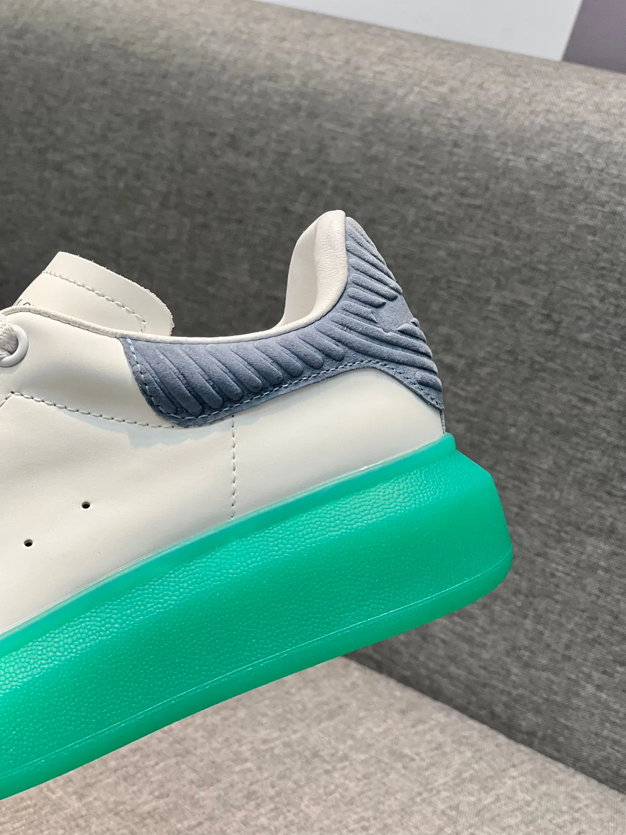 Alexander McQueen White Green Low-Top Oversized Platform Lifestyle Sneakers 8