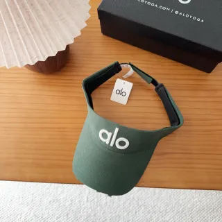 Alo Green White Embroidered Logo Adjustable Strap Baseball Cap