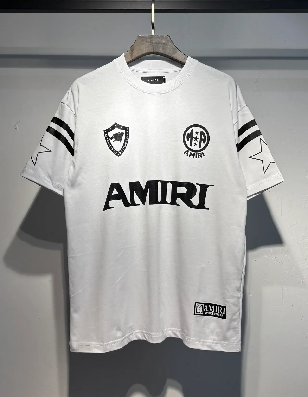 Camiseta Amiri negra y blanca de cuello redondo con estampado gráfico 6