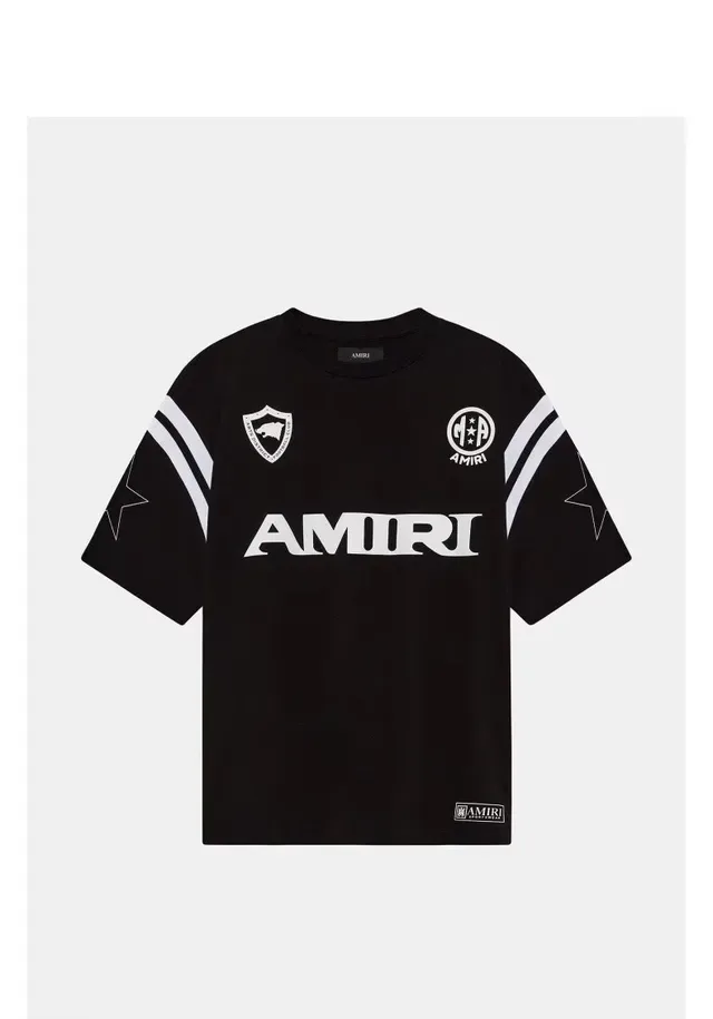 Camiseta Amiri negra y blanca de cuello redondo con estampado gráfico 7