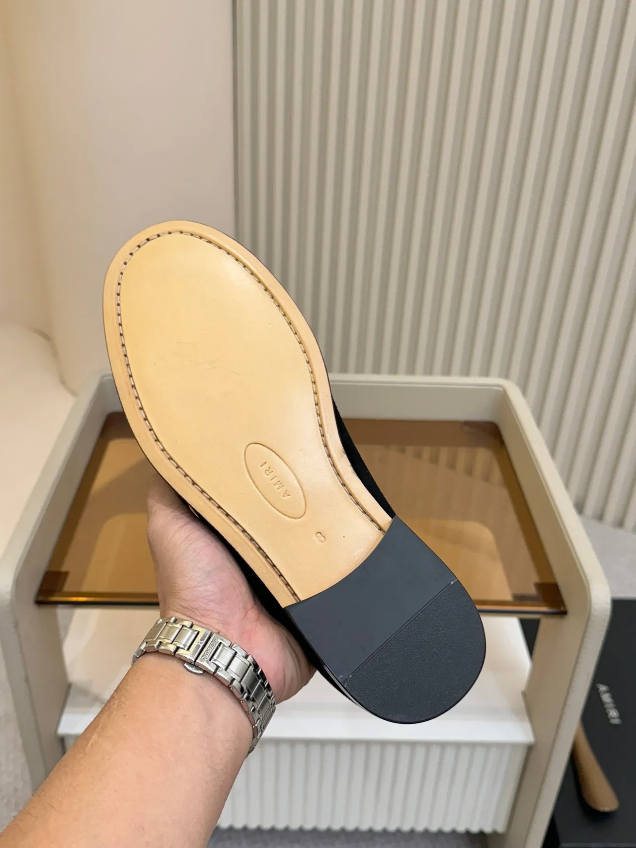 Amiri Chaîne Mocassins Velours Noir Logo Doré Mocassins 2