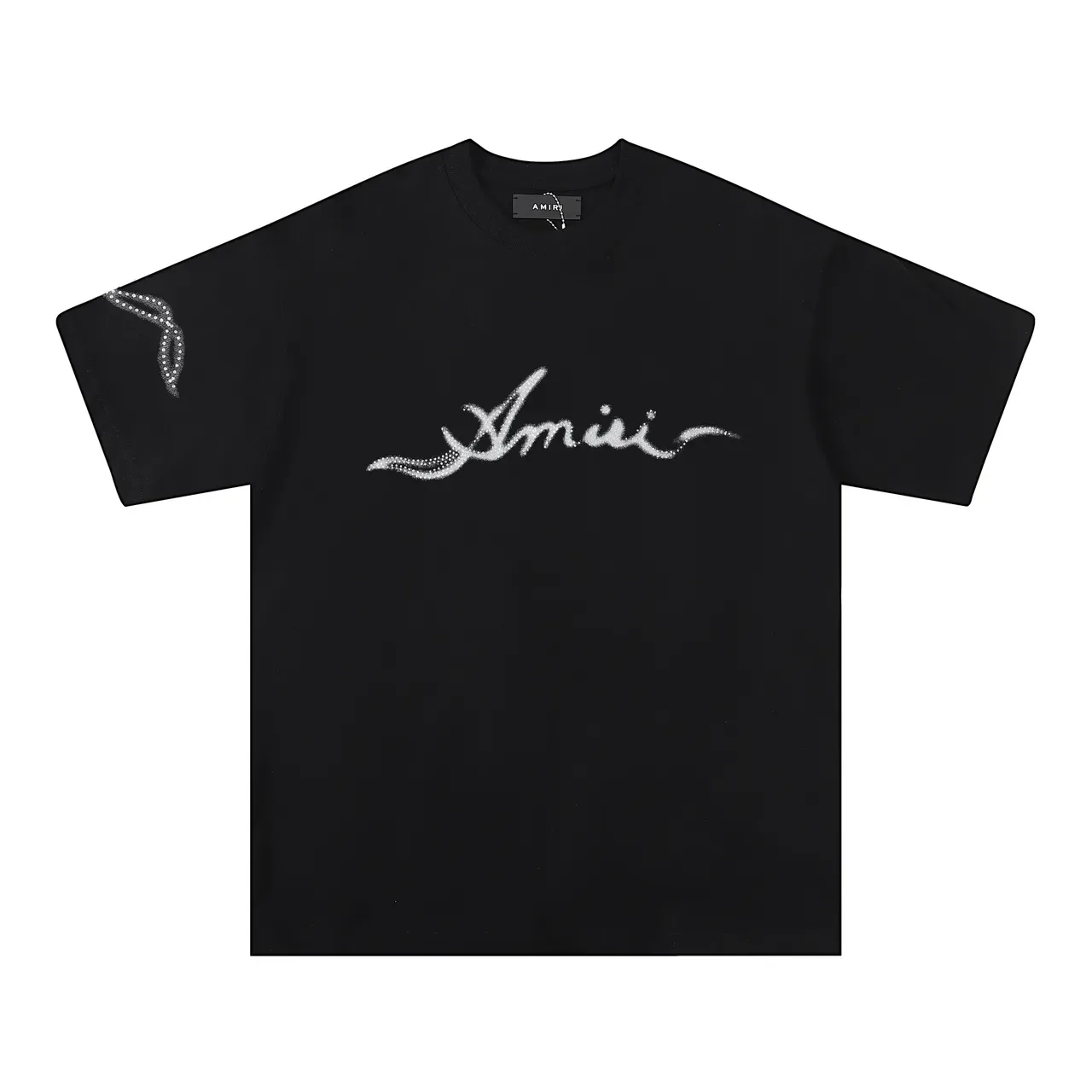 Camiseta Amiri con estampado de mano adornada con cristales 6