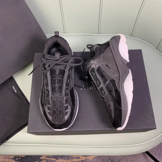 Amiri Skel Top Preto Branco Multi-Material Upper Midsole Esculpido Chunky Sneakers 6
