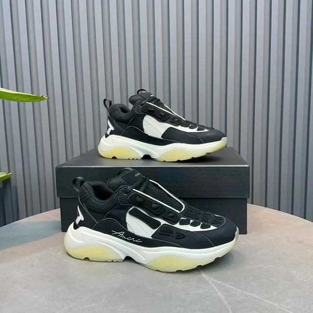 Amiri Skel Top Black White Pale Yellow Chunky Sneakers 2