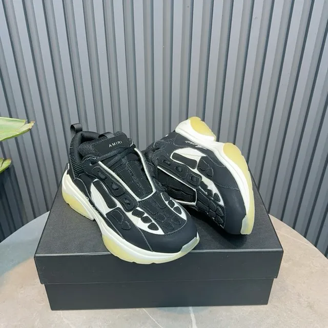 Amiri Skel Top Black White Pale Yellow Chunky Sneakers 3