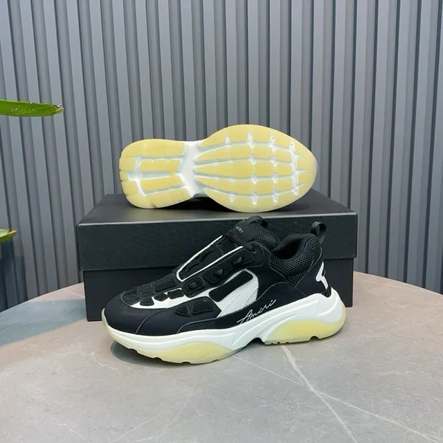Amiri Skel Top Black White Pale Yellow Chunky Sneakers 4