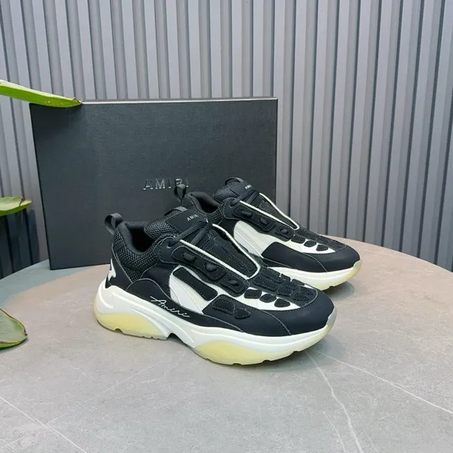 Amiri Skel Top Black White Pale Yellow Chunky Sneakers 5