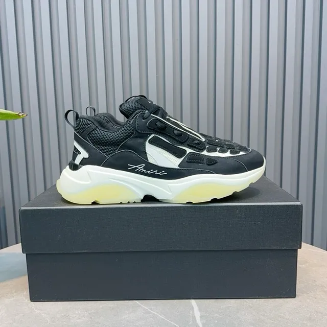 Amiri Skel Top Black White Pale Yellow Chunky Sneakers 6