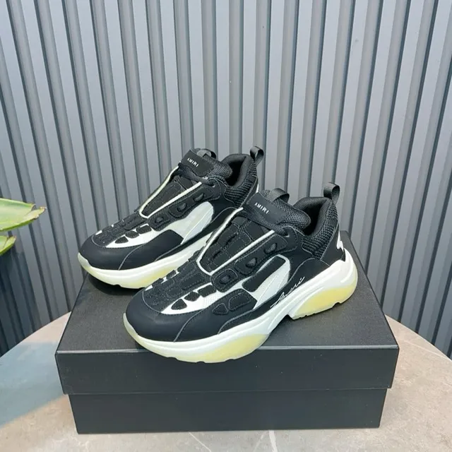 Amiri Skel Top Black White Pale Yellow Chunky Sneakers 7