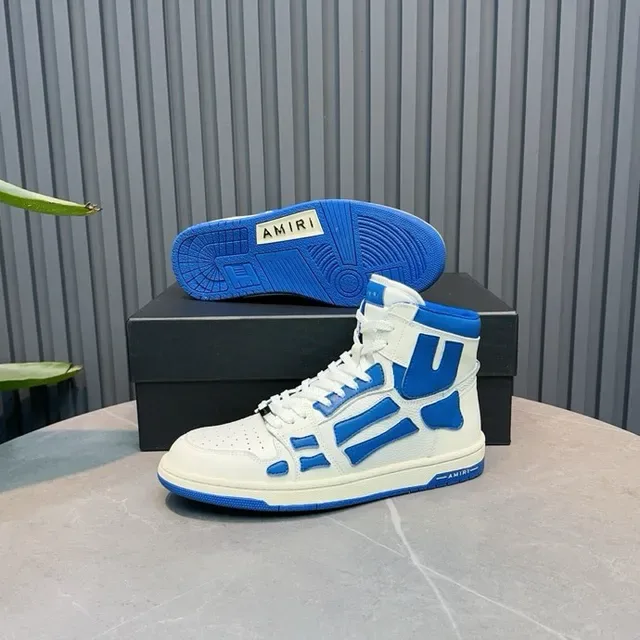 Amiri Skel Top High White and Blue Lifestyle Sneakers 4