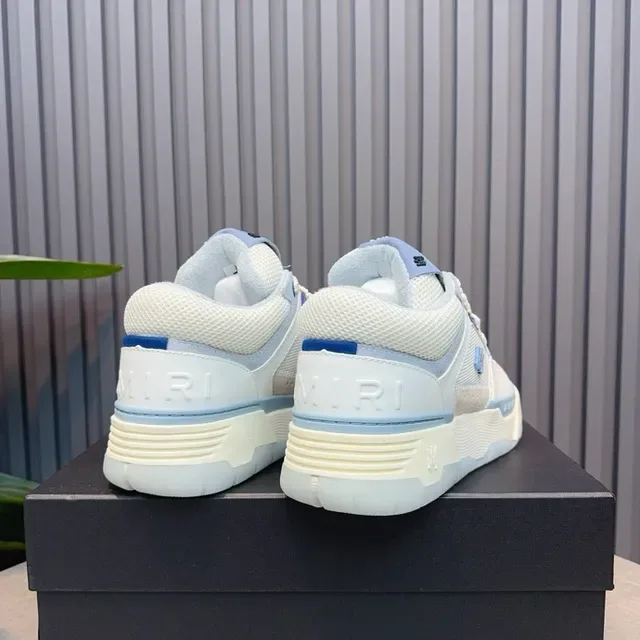 Amiri Blanc Bleu Maille Stratifiée Et Synthétique Supérieur Panneau Latéral Géométrique Baskets Lifestyle 2