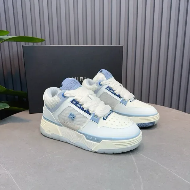 Amiri Blanc Bleu Maille Stratifiée Et Synthétique Supérieur Panneau Latéral Géométrique Baskets Lifestyle 5