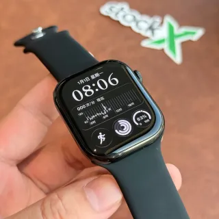 Apple Black Flat-Edged Rectangular Case Silicone Sport Band Sports Watch