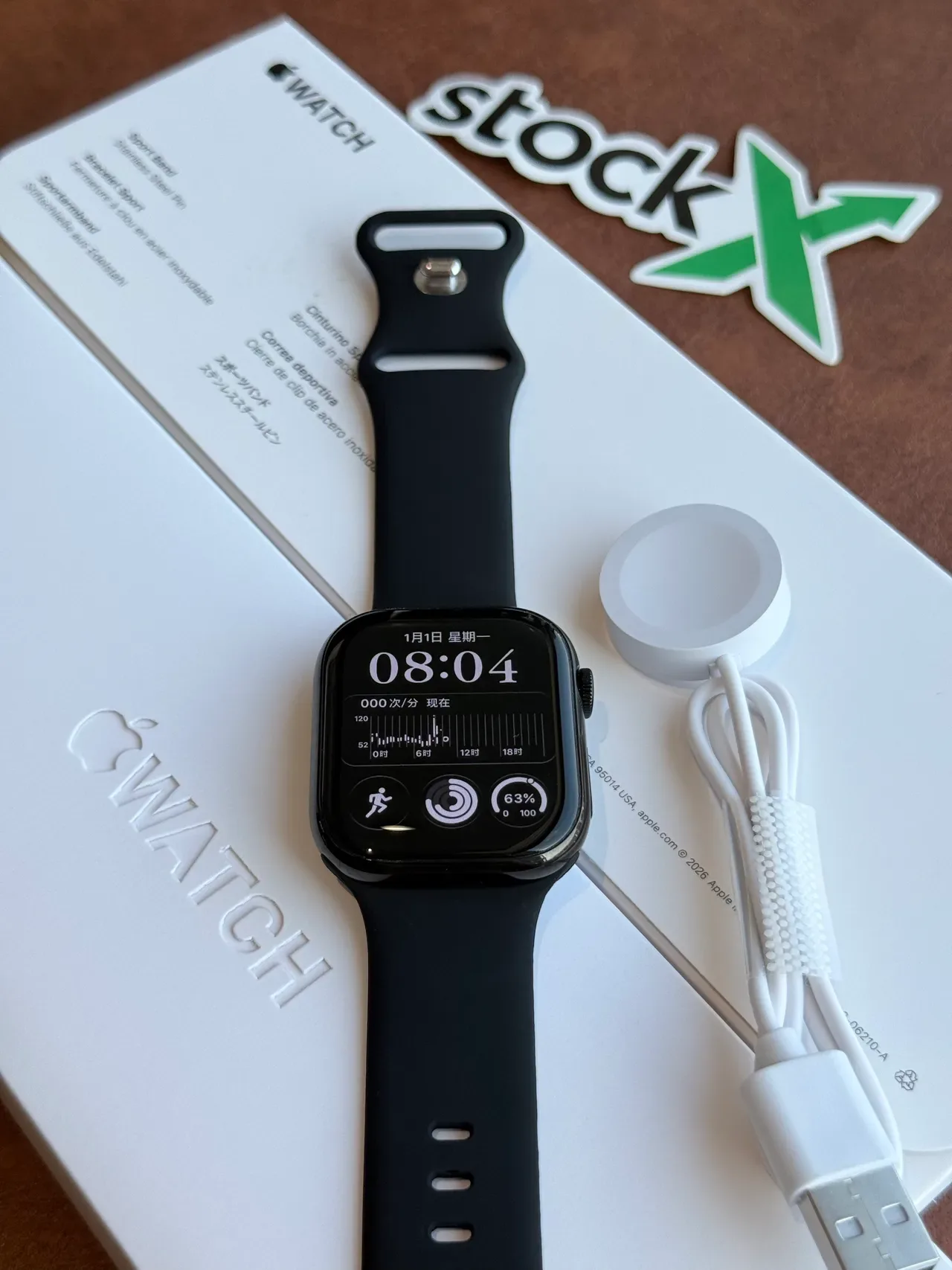 Apple Black Flat-Edged Rectangular Case Silicone Sport Band Sports Watch 5