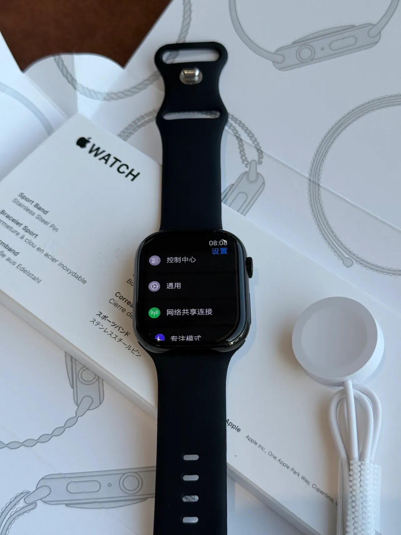 Apple Black Flat-Edged Rectangular Case Silicone Sport Band Sports Watch 7