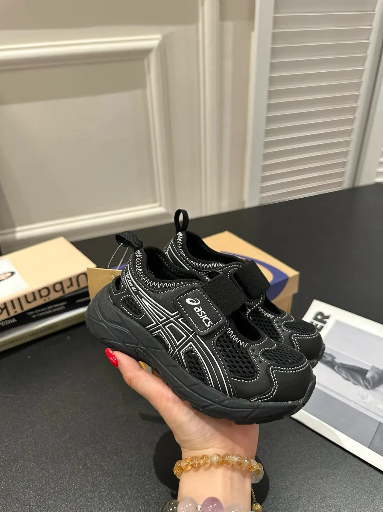 ASICS Beige Gray Cinto Duplo de Velcro, malha e sintético, tênis lifestyle 10