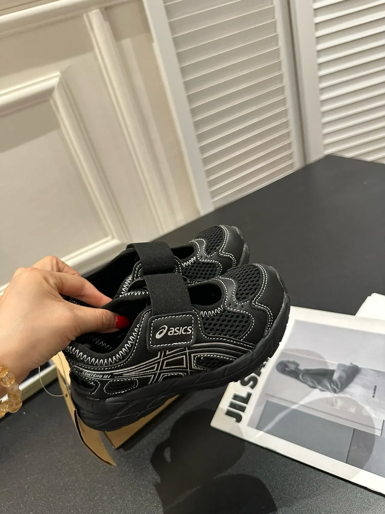 ASICS Beige Gray Cinto Duplo de Velcro, malha e sintético, tênis lifestyle 12