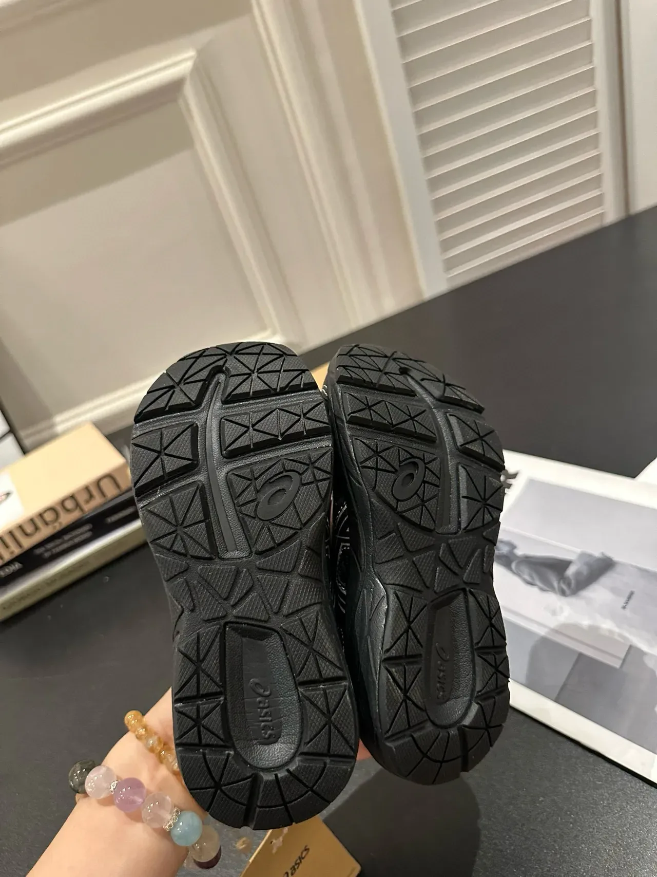 ASICS Beige Gray Cinto Duplo de Velcro, malha e sintético, tênis lifestyle 13
