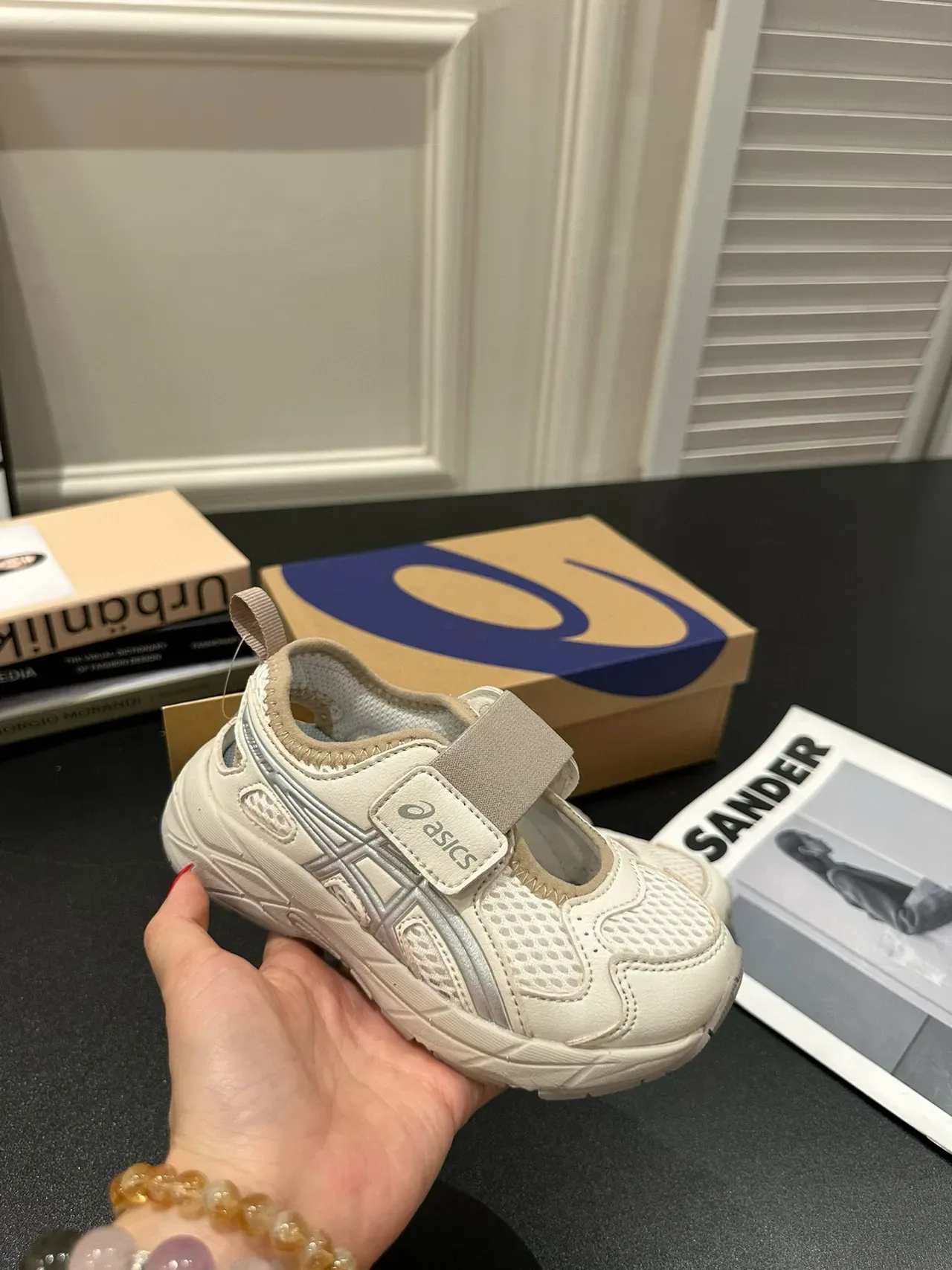 ASICS Beige Gray Cinto Duplo de Velcro, malha e sintético, tênis lifestyle 17