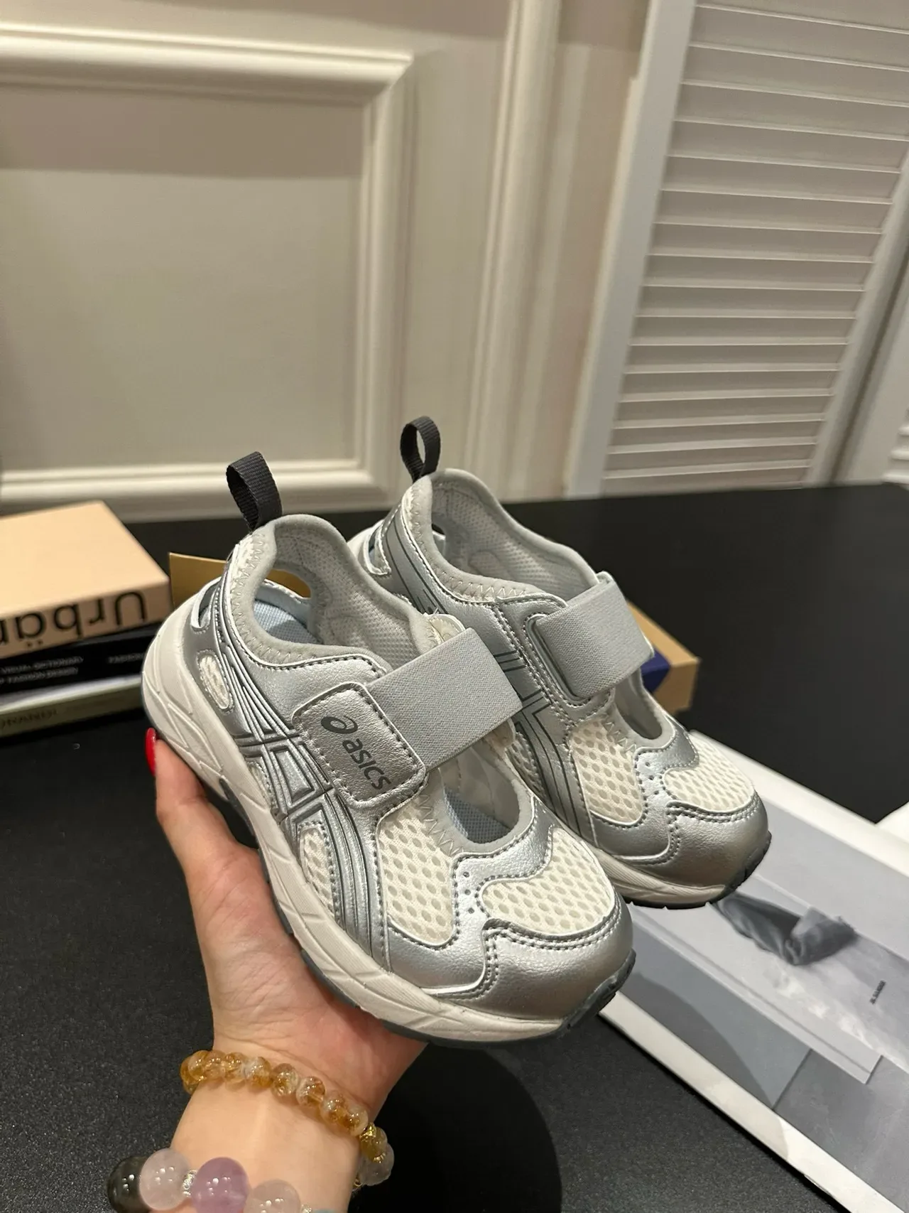ASICS Beige Gray Cinto Duplo de Velcro, malha e sintético, tênis lifestyle 24
