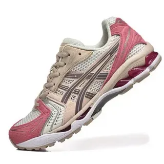 ASICS 米色粉色 网面与合成材料叠层 非对称系带系统 生活方式运动鞋