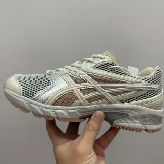 ASICS 米色银色 网布-合成材质鞋面 虎纹覆盖层 跑鞋