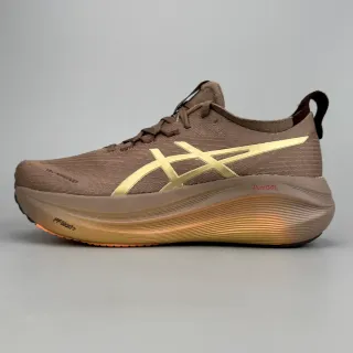 ASICS 棕色金色针织鞋面虎标跑鞋