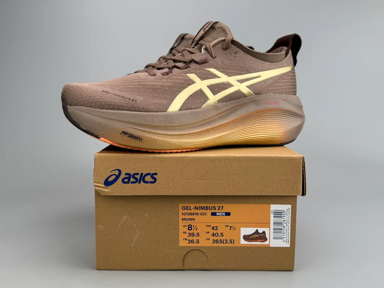 ASICS Brown Gold Knit Upper Tiger Logo Running Shoes 2