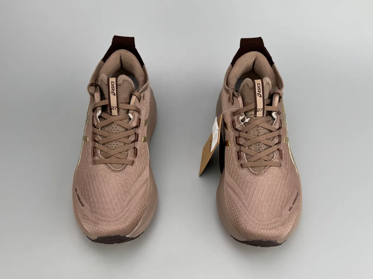ASICS Brown Gold Knit Upper Tiger Logo Running Shoes 9