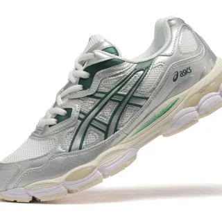 ASICS 银绿金属合成鞋面 深虎纹条纹覆盖 生活方式运动鞋