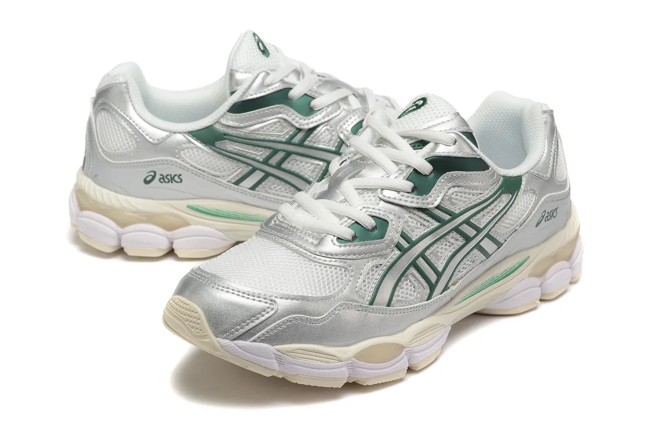 ASICS Argent Vert Métallique Synthétique Supérieur Rayures Tigre Sombre Overlay Sneakers Lifestyle 2