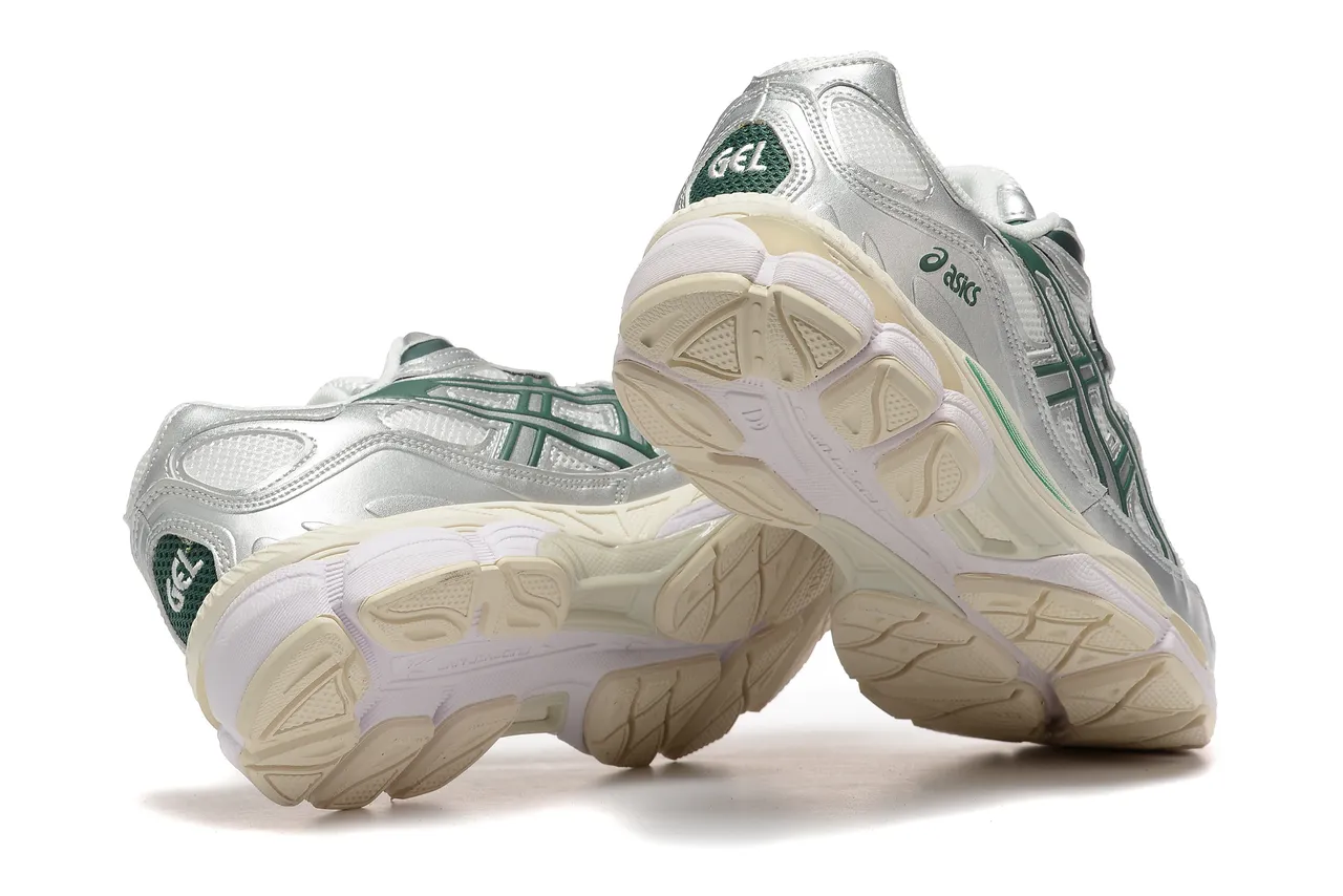 ASICS Argent Vert Métallique Synthétique Supérieur Rayures Tigre Sombre Overlay Sneakers Lifestyle 4