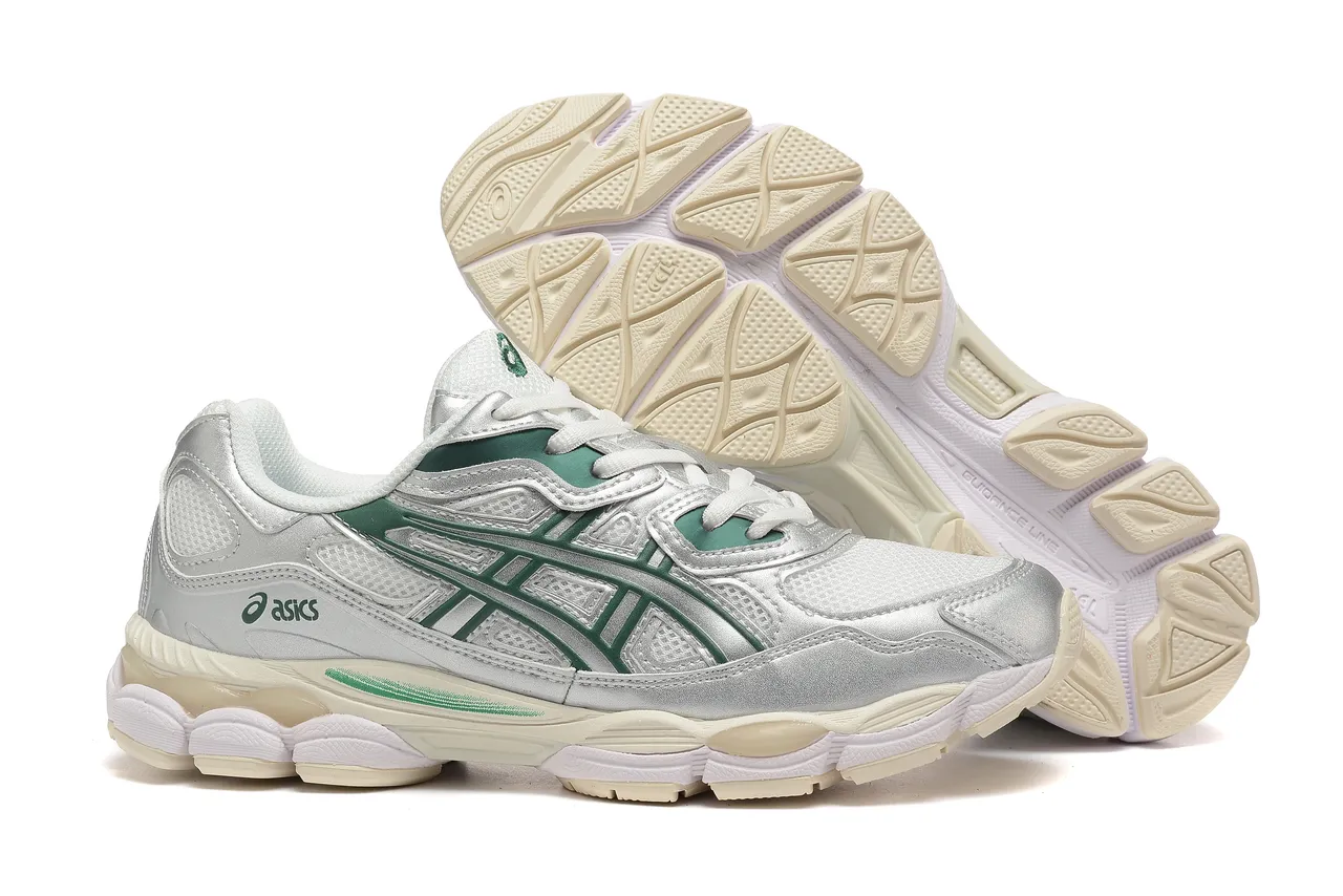 ASICS Argent Vert Métallique Synthétique Supérieur Rayures Tigre Sombre Overlay Sneakers Lifestyle 5