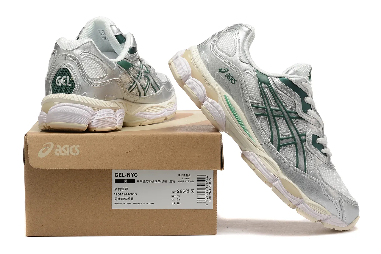 ASICS Argent Vert Métallique Synthétique Supérieur Rayures Tigre Sombre Overlay Sneakers Lifestyle 6