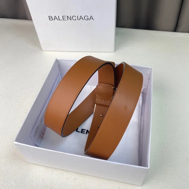 Balenciaga B-Buckle বাদামী কালো সরু মসৃণ চামড়ার বেল্ট 4