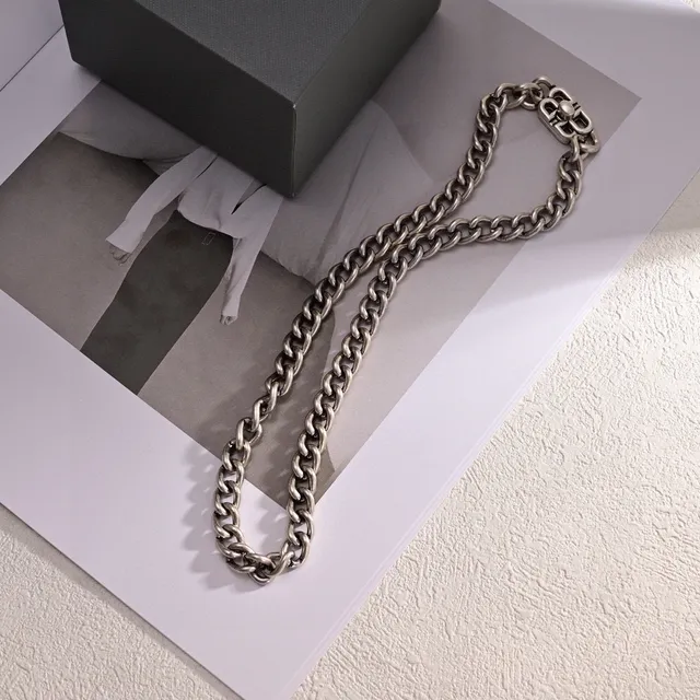 Balenciaga B-Chain Chunky Curb Chain Silver Bracelet 4