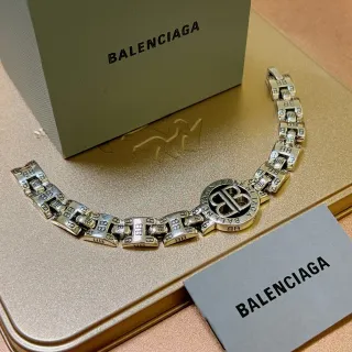 Balenciaga BB Logo سوار لون فضي معدني سوار