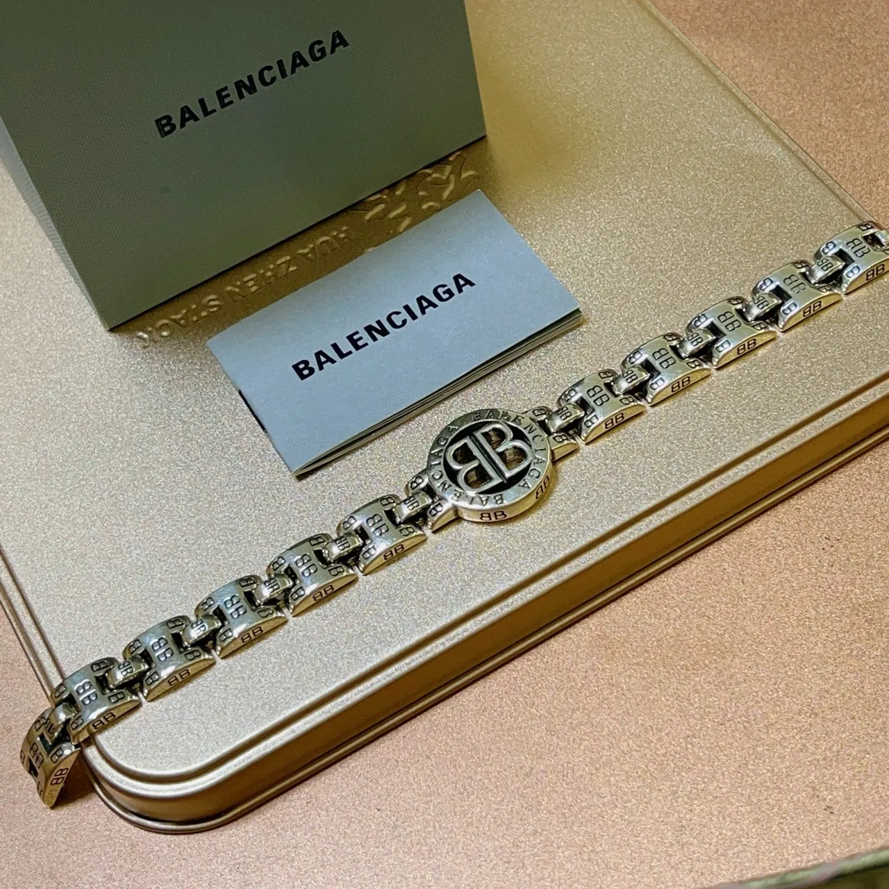 Balenciaga BB Logo Bracelet Silver-Tone Metal Bracelet 3